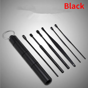 6 Pcs/Set Stainless Steel Spiral Ear Pick Spoon Ear Wax Removal Cleaner Multifunction Portable Ear Pick Ear Care Beauty Tools