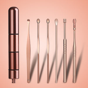 6 Pcs/Set Stainless Steel Spiral Ear Pick Spoon Ear Wax Removal Cleaner Multifunction Portable Ear Pick Ear Care Beauty Tools